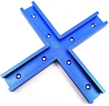 Kit de intersección de carpintería en T Track de aluminio, ranura en T, ranura en T, accesorios para sierra de mesa (conector cruzado A de 200 mm, pista en T, azul)