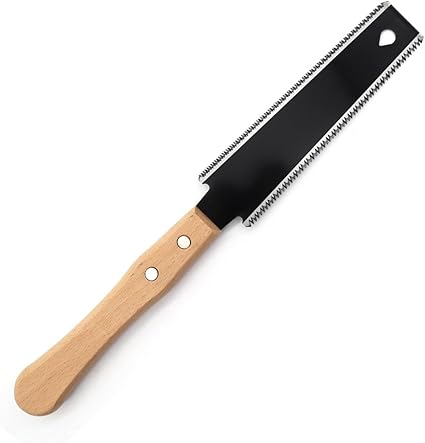 GYSRXS Sierra Japonesa de 11/17 TPI Doble Filo Sierra de Corte al Ras Fabricado en Acero SK5 Sierra Manual Pequeña para Carpintería Jardinería Bricolaje,Hoja de 15CM(Negro)