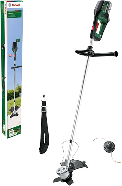 Bosch desbrozadora a batería AdvancedBrushCut 36V-23-750 (para tareas de desbroce exigentes; sistema 36 voltios; diámetro corte: 33 cm (hilo), 23 cm (cuchilla); 1 batería 2,0 Ah, cargador)