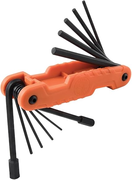 KLEIN TOOLS 70550 - Juego de llaves hexagonales, 11 tamaños SAE, herramienta de llave Allen plegable resistente con llaves hexagonales extralargas, color naranja
