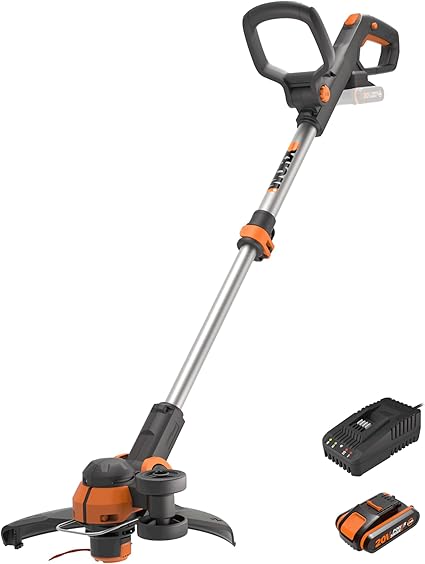 Worx 18V (20V MAX) Recortadora de Césped eléctrica, Desbrozadora y Cortadora de Bordes 2 en 1 con línea de Corte, Diámetro de Corte de 30 cm, Velocidad Variable, 1 Batería, WG163E.2