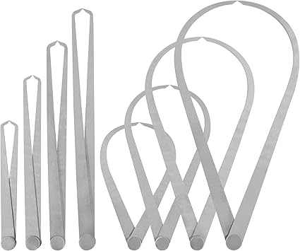 Rustark 8 piezas de acero inoxidable largo firme Junta Metal Kit de medición con doblado pierna y recta pierna interior exterior Caliper Herramientas Set para medir cerámica arcilla cerámica
