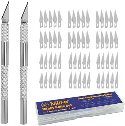 Mlife Juego de cutter con 60 cuchillas de recambio Cuchilla para trabajos artesanales Cúter con cuchillas intercambiables