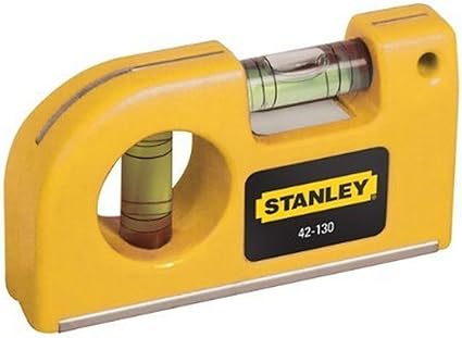 STANLEY 0-42-130 Nivel de Bolsillo, con 2 Burbujas, Estructura Compacta de Aluminio, Base Magnética, Precisión 2 mm/m, Ancho 11.5 cm, Altura 2 cm, Peso 0.09 kg