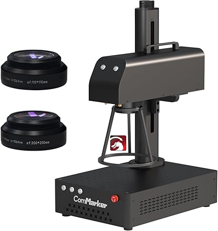 ComMarker MAX Grabador y cortador láser de fibra, B4 20W Máquina marcadora de grabado láser de fibra de escritorio portátil para metal, acero inoxidable, astilla, oro, soporte LightBurn