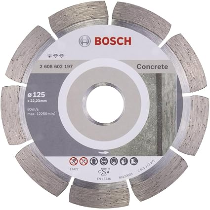 Bosch Professional 1 x Disco Tronzador de Diamante Standard for Concrete, para Hormigón, Hormigón Poroso, Ø 125 x 22.23 x 1.6 x 10 mm, Accessorios para Amoladoras