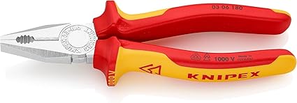 Knipex Alicate universal cromado, aislados con fundas multicomponentes, según norma VDE 180 mm 03 06 180