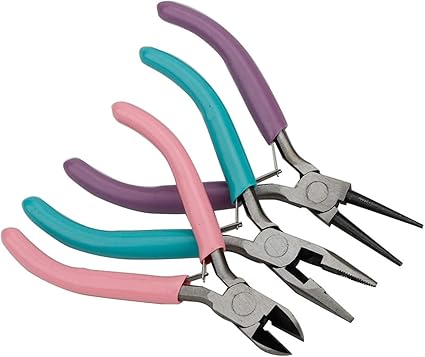 Juego de alicates de 3 piezas, herramienta de alicates artesanales, kit de herramientas para hacer joyas, incluye alicates de punta redonda, alicates de punta de aguja, cortadores de alambre