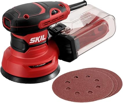 SKIL Lijadora orbital aleatoria de 5 pulgadas con caja de polvo ciclónica y 3 hojas de lijado - SR211601, multicolor