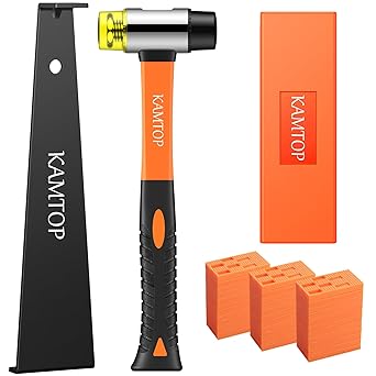 Kamtop Herramientas de Instalación de Piso Madera Instalación de Suelos Madera con 60pcs Espaciadores de Cuña para Piso Kit de Instalación de Suelos con Martillo Profesional de Doble Cara