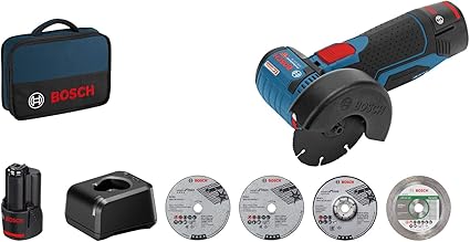 Bosch Professional 12V System GWS 12V-76 - Amoladora angular a batería (Ø 76 mm, 19500 rpm, 5 discos, 2 baterías x 2,0 Ah, en maletín de lona)