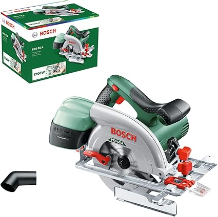 Bosch PKS 55 A - Sierra circular (disco de sierra, tope paralelo, caja de cartón, 5600 rpm, 1200 W)