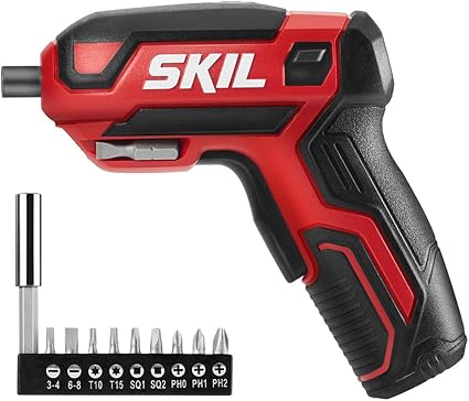 Skil Destornillador inalámbrico recargable de 4 V, incluye 9 puntas, 1 soporte para brocas, cable de carga USB - SD561801