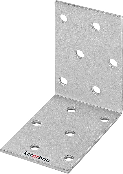 KOTARBAU® Soporte de esquina en forma de L, 60x60x40 mm, Acero galvanizado, Conector de ángulo recto de unión de 90 grados, con agujeros de montaje, escuadras metálicas para muebles