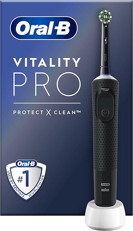 Oral-B Vitality Pro Cepillo de Dientes Eléctrico con Mango Recargable y 1 Cabezal, Diseñado Por Braun, Regalos Originales - Negro
