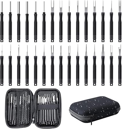 Juego de herramientas de extracción de terminales de automóvil, herramienta de extracción de terminales de alambre, kit de eyector de terminales de 30 piezas | Herramienta de extracción de conector de