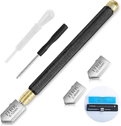 Cortador de vidrio de 2 mm a 20 mm, con punta de carburo alimentado con aceite y de estilo lápiz para cortar vidrio/azulejos/espejo/mosaico.