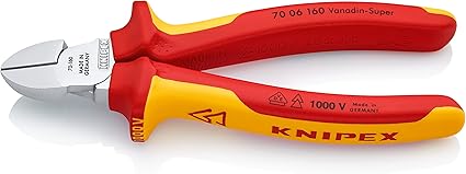 Knipex Alicate de corte diagonal cromado, aislados con fundas multicomponentes, según norma VDE 160 mm (cartulina autoservicio/blíster) 70 06 160 SB