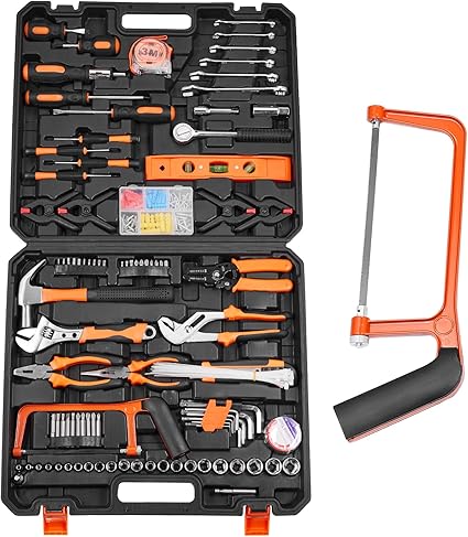 VEVOR Kit de Herramientas de Manuales para el Hogar General de 216 piezas con Estuche Portátil Herramientas de Acero para Mantenimiento del Hogar, Proyectos de Bricolaje y Reparación de Automóviles