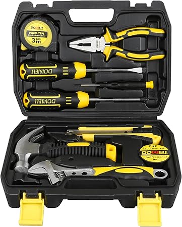 DOWELL Kit de 10 Herramientas pequeñas, Mini Juego de Herramientas portátil, Kit de Herramientas de reparación para el hogar con Caja de Herramientas de plástico