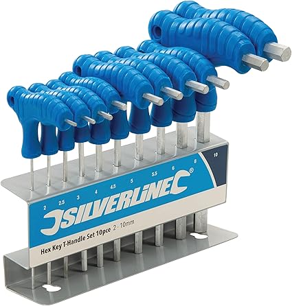 Silverline Tools 323710 Llaves hexagonales con mango en T, 10 pzas 2 - 10 mm