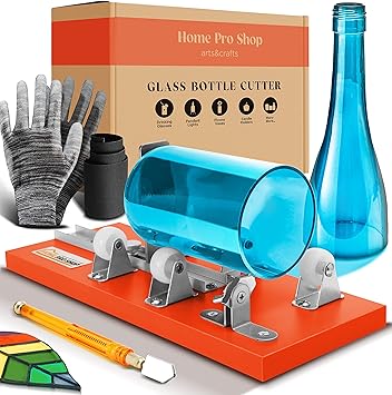 Home Pro Shop Cortador de Vidrio y Botellas – Cortador de Botellas de Vidrio y Frascos de Conserva – Kit Cortador de Botellas con Guantes de Seguridad y Accesorios