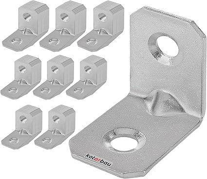 KOTARBAU® 100 Soportes de esquina en forma de L, 25x25x18 mm, Acero galvanizado, Conector de ángulo recto de unión de 90 grados, con agujeros de montaje, escuadras metálicas para muebles 100 UNIDADES