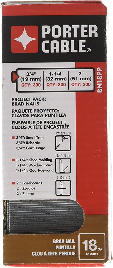 PORTER-CABLE BN18PP - Paquete de uñas de calibre 18
