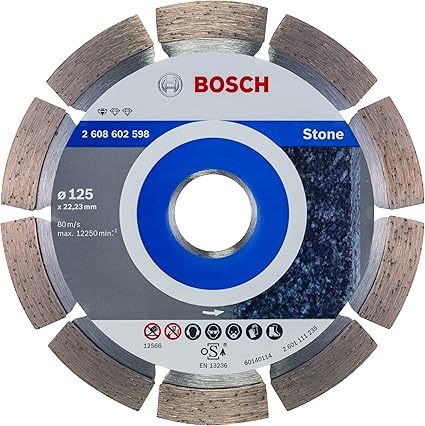 Bosch Professional 1 x Disco Tronzador de Diamante Standard for Stone, para Hormigón, Piedra, Granito, Ø 125 x 22.23 x 1.6 x 10 mm, Accessorios para Amoladoras