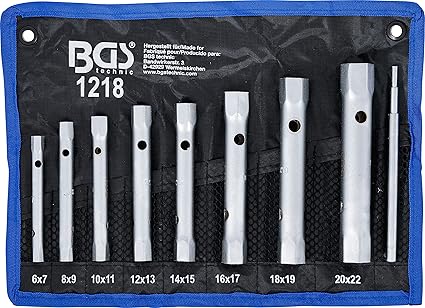 BGS 1218 | Juego de llaves de tubo | SW 6 x 7 - 20 x 22 mm | 9 piezas